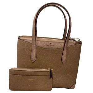 Kate Spade, Rose Gold Glitter Purse and Wallet, with crossbody strap